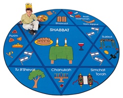 Jewish Celebrations Rug - Round - 6' - CFK2906 - Carpets for Kids