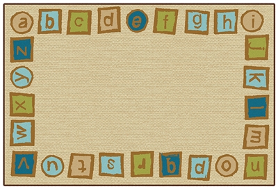 Alphabet Blocks Border Value Rug - Tan - Rectangle - 3' x 4'6"