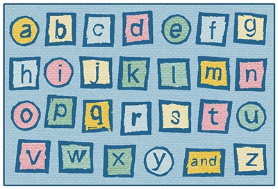 Alphabet Blocks Value Rug - Light Blue - Rectangle - 3' x 4'6"