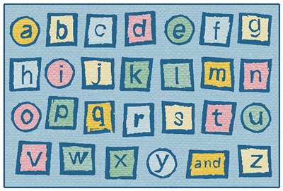 Alphabet Blocks Value Rug - Light Blue - Rectangle - 4' x 6'