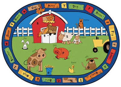 Alphabet Farm Rug - Oval - 7'8" x 10'10" - CFK5207 - Carpets for Kids