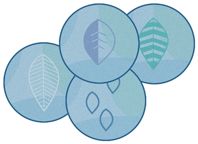 Peaceful Spaces Leaf Pixel Perfect Kit - Blue - Round - Set of 12 - 16"