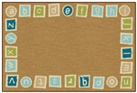 Alphabet Blocks Border Value PLUS Rug - Brown - Rectangle - 6' x 9'