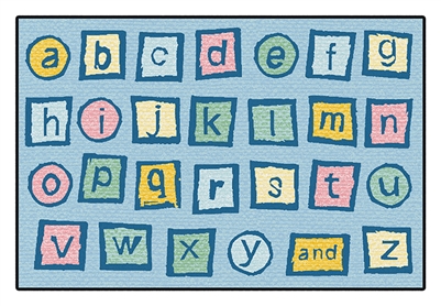 Alphabet Blocks Value PLUS Rug - Light Blue - Rectangle - 6' x 9'