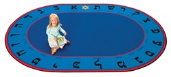 Hebrew Alphabet Rug - Oval - 7'8" x 10'10" - CFK77007 - Carpets for Kids