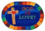 God is Love Learning Rug - Oval - 6' x 9' - CFK83006 - Carpets for Kids