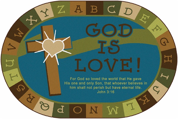 God is Love Learning Rug Nature Oval 8' x 12' | CFK83708 | Carpets for Kids