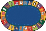 All The Animals Literacy Seating Value PLUS Rug - Blue - Oval - 7'6" x 12'