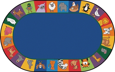 All The Animals Seating Value PLUS Rug - Blue - Oval - 7'6" x 12'