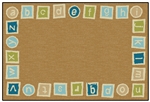 Alphabet Blocks Border Value PLUS Rug - Brown - Rectangle - 7'6" x 12'