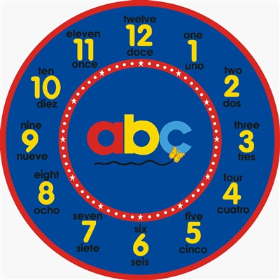 Bilingual ABC Clock Rug - Round - 6'