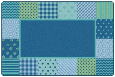 KIDSoft Pattern Blocks Rug Factory Second - Blue - Rectangle - 6' x 9' - CFKFS1556 - RTR Kids Rugs