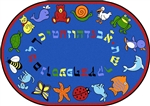 ABC Animals Rug Hebrew Alphabet - Blue - Oval - 5'4" x 7'8" - JC1566CC01 - Joy Carpets