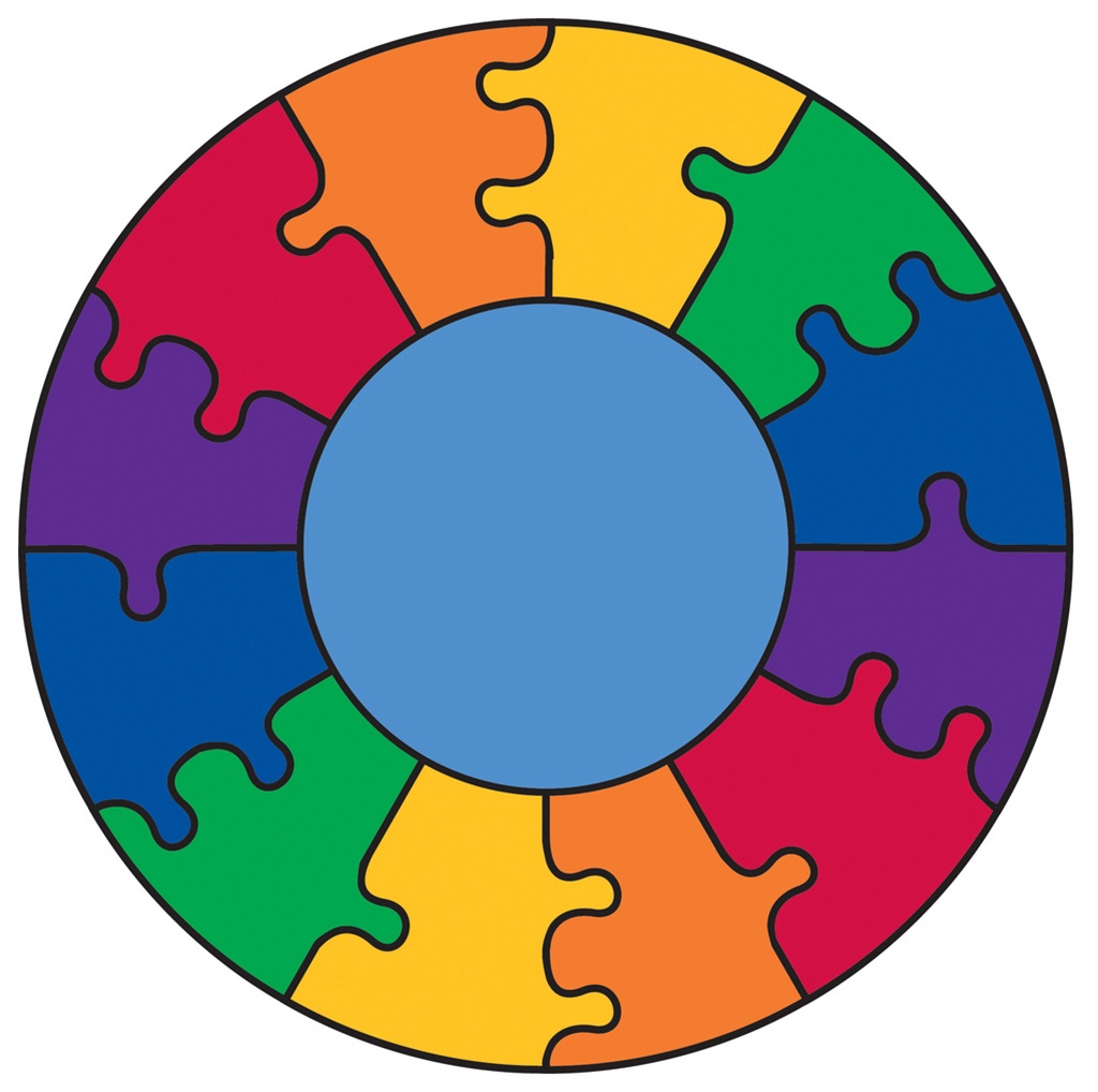 Puzzle Rainbow Play Rug Round 6'6, LC305